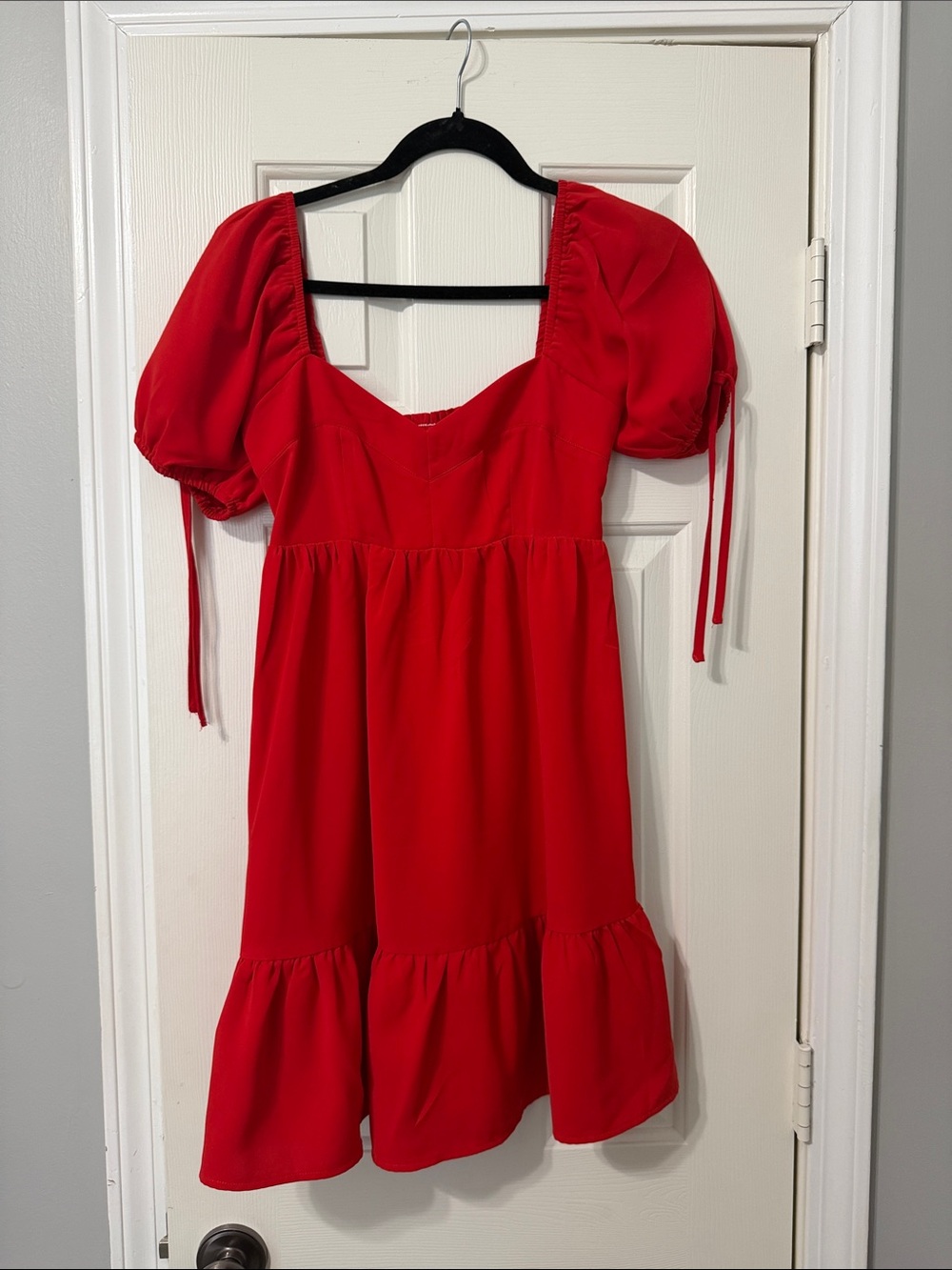 TCEC Red Puff Sleeve Mini Dress